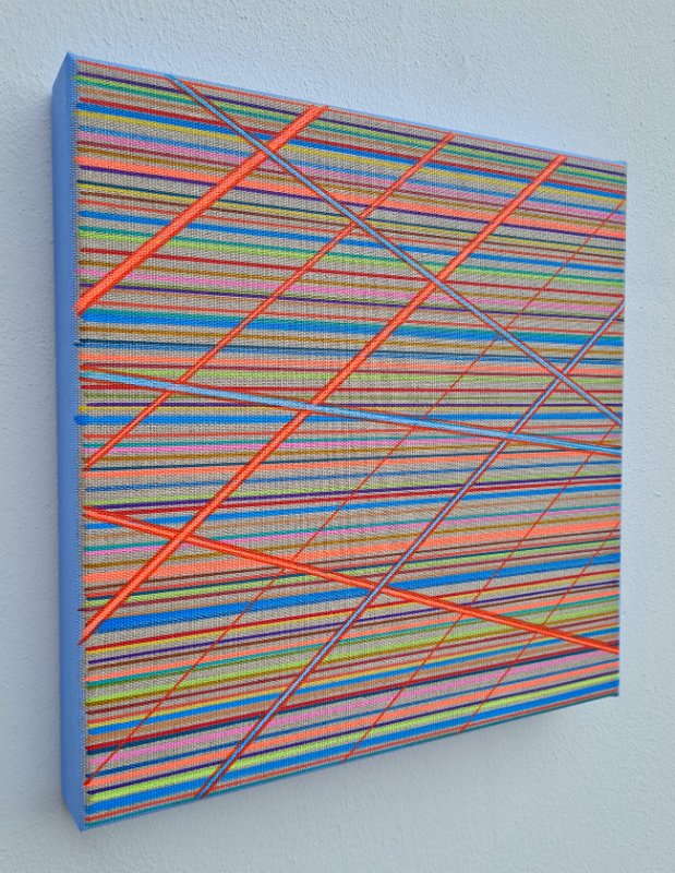 Coloured lines 1 hellbalu 2026, 30x30, Acryl-Acrylstifte auf Leinwand, € 290.